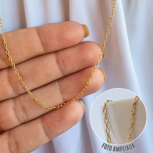 Corrente tradicional elo cartier 45cm banhada a ouro 18 k