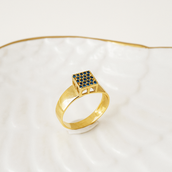 Anel Ordinis Chuveirinho quadrado em Moeda Antiga